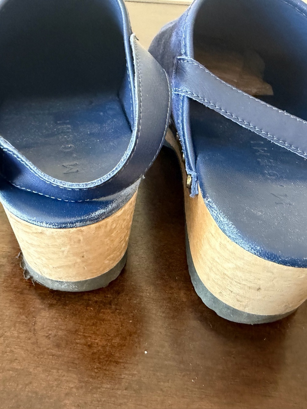 M. Gemi Navy Blue Cork Platform Wedge Sandals